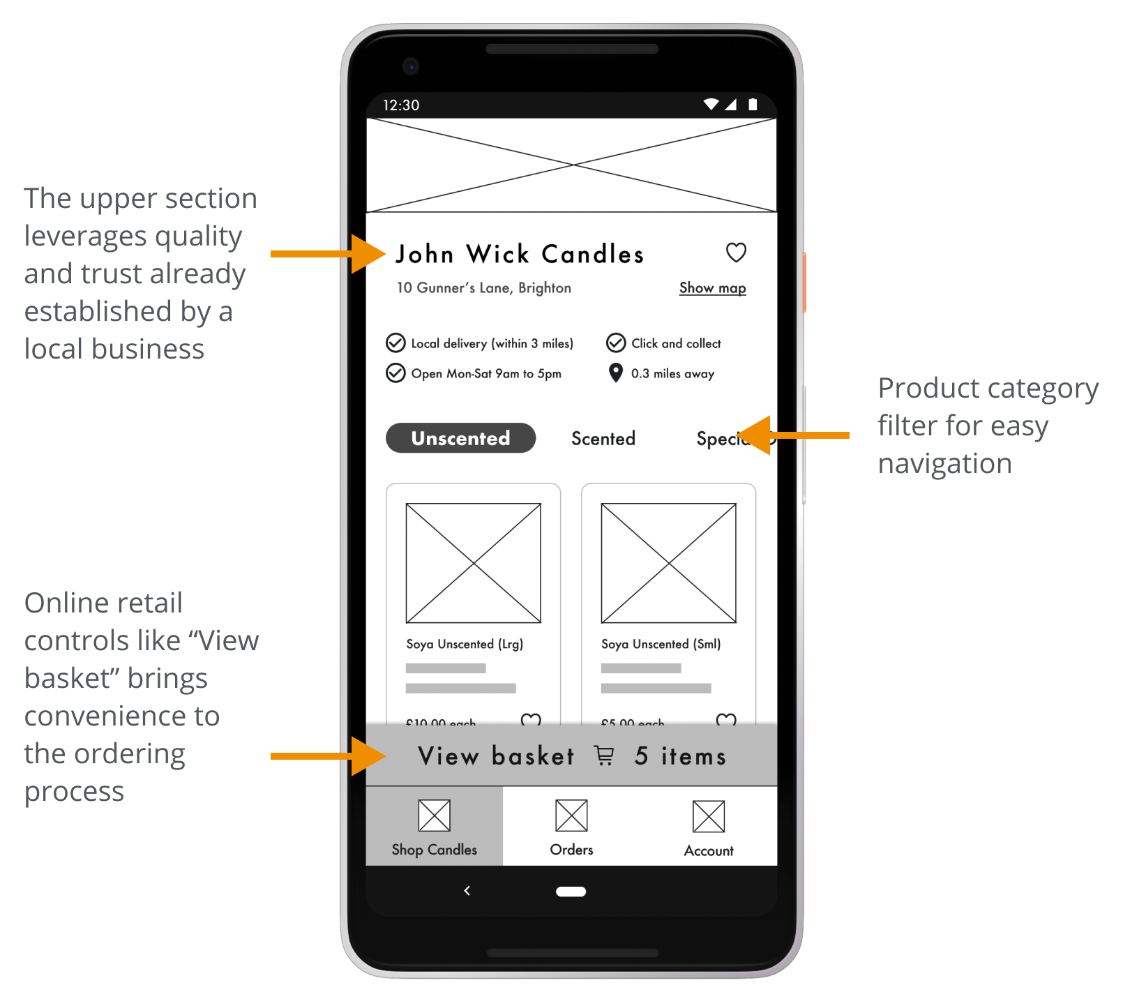 Example of a digital wireframe following feedback and findings from user research